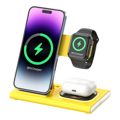 Chargeur pliable sans fil rapide 3 en 1 pour montres et écouteurs iPhone