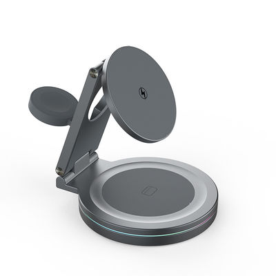 Chargeur sans fil magnétique pliable avec rotation à 360 degrés et puissance de sortie de 15W