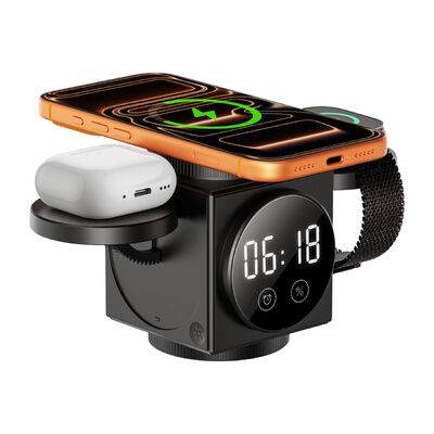Chargeur sans fil en forme de robot Vitesse rapide Pour le téléphone Chargeur avec une horloge bras robotique Chargeur sans fil extensible Très cool