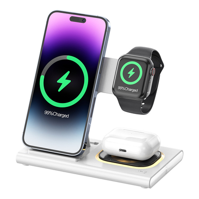 Chargeur sans fil rapide pliable 3 en 1 15W pour téléphone montre écouteur