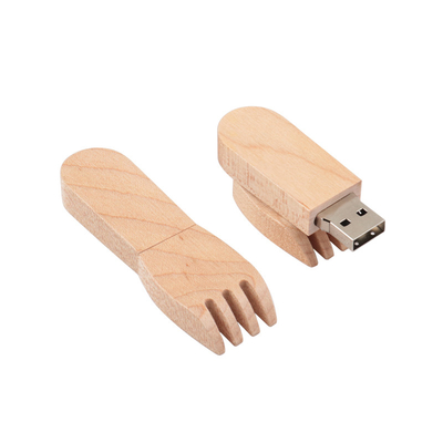 Performance USB en bois en forme de fourchette de logo personnalisé pour la compatibilité PC