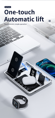 Verre ABS argenté/gris 3 en 1 Chargeur sans fil pliable magnétique Imprimez le logo et le chargeur rapide