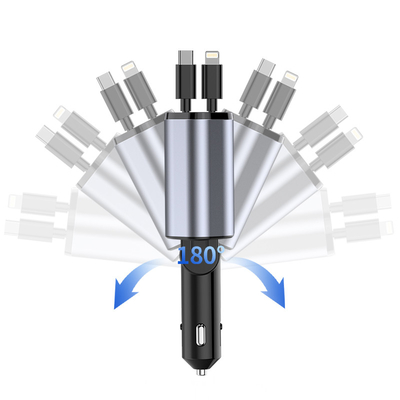 Chargeur de voiture en alliage d'aluminium ABS PC pour iPhone Sortie 5V/2.4A Compact et léger