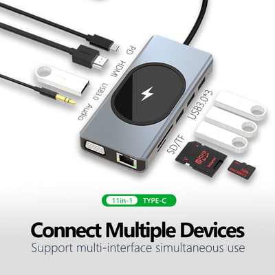 Adaptateur de transfert de données multi-port Hub 11 en un jusqu'à 5 Gbps Vitesse de transfert Prend en charge de nombreux ports