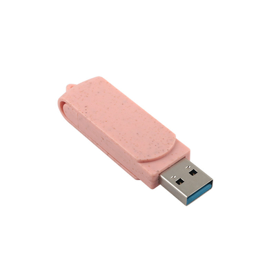 Disques flash USB de type C Plastique rose avec paille Matériau recyclable et logo personnalisé