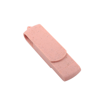 Disques flash USB de type C Plastique rose avec paille Matériau recyclable et logo personnalisé