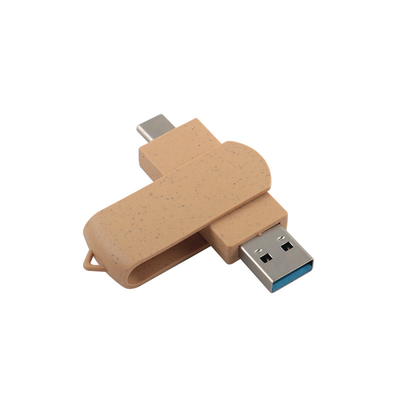 USB Beige Vivant personnalisé avec logo gravé au laser Matériaux recyclables