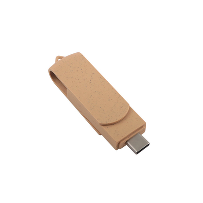 USB Beige Vivant personnalisé avec logo gravé au laser Matériaux recyclables