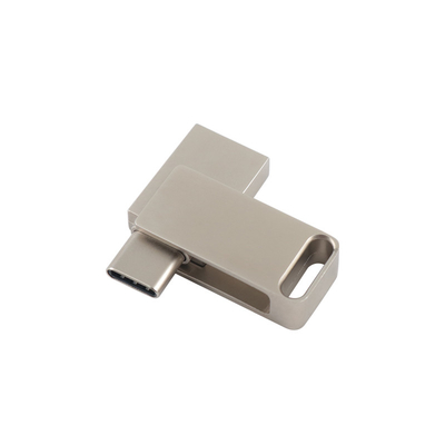 Disques flash USB métalliques argentés étanches à l'eau avec gravure USB 2.0 et logo d'impression de type C