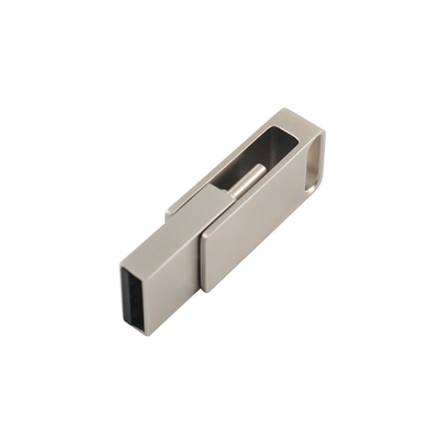 Disques flash USB métalliques argentés étanches à l'eau avec gravure USB 2.0 et logo d'impression de type C