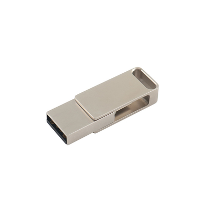 Disques flash USB métalliques argentés étanches à l'eau avec gravure USB 2.0 et logo d'impression de type C