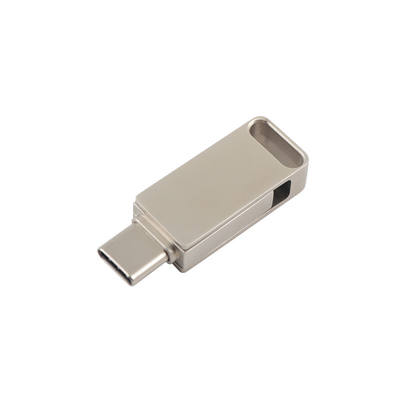 Disques flash USB métalliques argentés étanches à l'eau avec gravure USB 2.0 et logo d'impression de type C