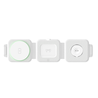 Chargeur magnétique sans fil pliable à trois en un Abs plastique pour iPhone iWatch et plus