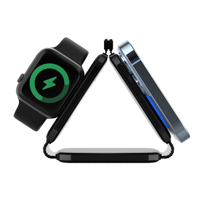 Chargeur sans fil magnétique portable trois en un pour la recharge rapide du téléphone en noir/blanc