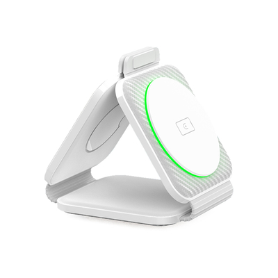 Chargeur magnétique sans fil pliable à trois en un Abs plastique pour iPhone iWatch et plus