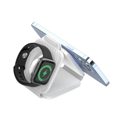 Chargeur magnétique sans fil pliable à trois en un Abs plastique pour iPhone iWatch et plus