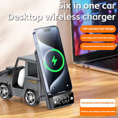 Chargeur sans fil en forme de voiture orange pour iPhone Airpods IWatch 225G Sortie 9V/1.67A