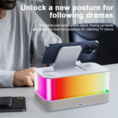 Chargeur sans fil avec Qi et haut-parleur Bluetooth avec lumières colorées Compatibilité