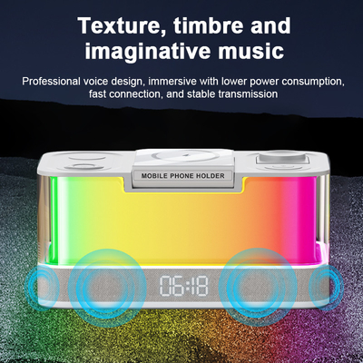 Chargeur sans fil avec Qi et haut-parleur Bluetooth avec lumières colorées Compatibilité