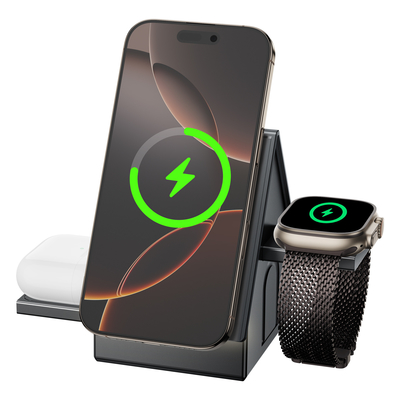 Chargeur sans fil multifonctionnel pris en charge par OEM avec une efficacité de charge ≥ 75% et des options blanches ou grises