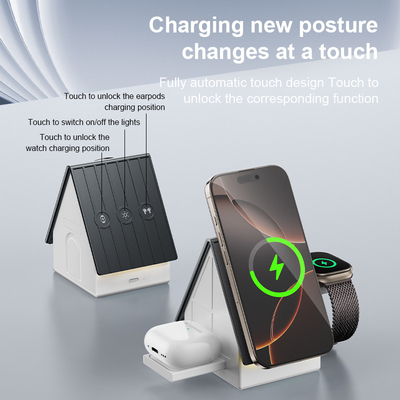 Chargeur sans fil multifonctionnel pris en charge par OEM avec une efficacité de charge ≥ 75% et des options blanches ou grises
