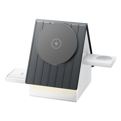 Chargeur sans fil multifonctionnel pris en charge par OEM avec une efficacité de charge ≥ 75% et des options blanches ou grises