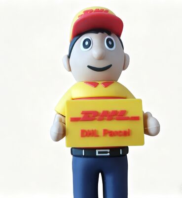 DHL livraison homme personne dessin animé lecteur flash usb fait par la conception du client