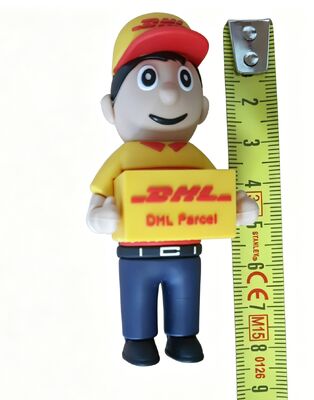 DHL livraison homme personne dessin animé lecteur flash usb fait par la conception du client