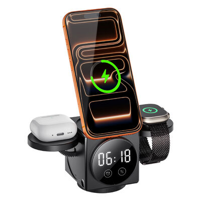 Chargeur sans fil en forme de robot Vitesse rapide Pour le téléphone Chargeur avec une horloge bras robotique Chargeur sans fil extensible Très cool