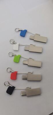 Clé USB de Type C avec USB A avec petite chaîne, couvercle métallique, peut laser et imprimer le logo, vitesse rapide, USB 3.2 et USB 3.1