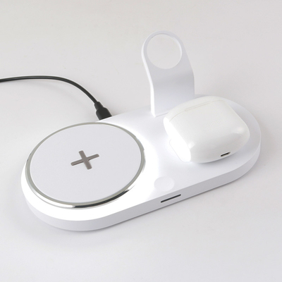 Chargeur sans fil blanc 4 en 1 en plastique pour la charge rapide de montre d'écouteur de téléphone
