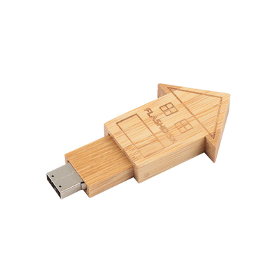 Disque flash usb en bois en forme de maison avec bois naturel pour les cadeaux d'affaires