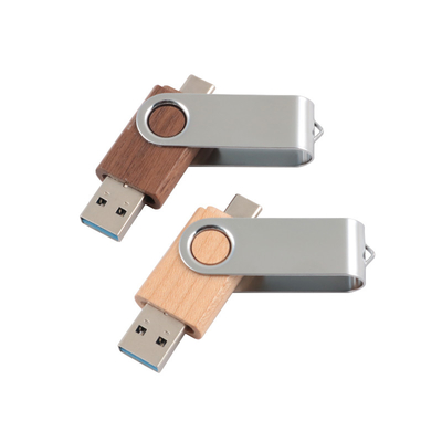 USB de type A et de type C ensemble USB à mémoire en bois avec une plage de fonctionnement de 0°C à 60°C