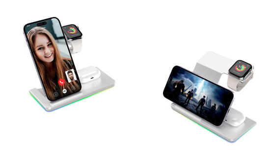 Chargeur sans fil multifonctionnel à LED pour charge rapide de 15 W et appareils Qi