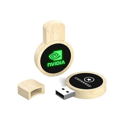 Logo gravé à la LED Disque flash USB en bois USB2.0/3.0 Type d'interface Bois naturel
