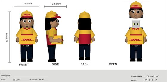 Clé USB dessin animé de livreuse DHL personnalisée par le client