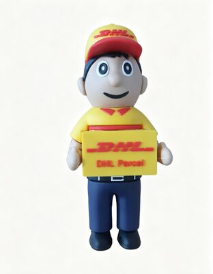 DHL livraison homme personne dessin animé lecteur flash usb fait par la conception du client