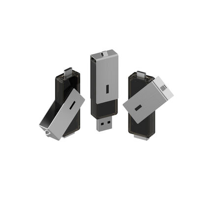 Le clip USB argenté peut pivoter à 360 degrés et l'USB A et le TYPE C peuvent tous deux être étendus.