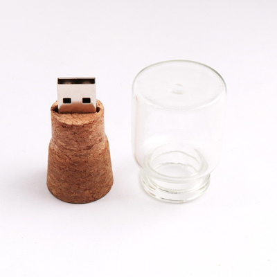 La bouteille instantanée en bois d'entraînement de 16GB 32GB 64GB USB a formé le bouchon en verre de vin