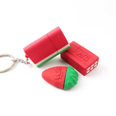 Le chocolat mignon de fraise de pastèque de bâton d'USB de moule ouvert de PVC a formé