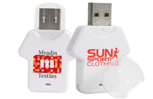 T-shirt forme une clé USB en plastique 16 Go 32 Go clé USB blanche 2.0 3.0 ROHS